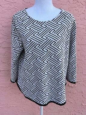 Vintage W5 Blouse Zipper Geometric Design Size Medium